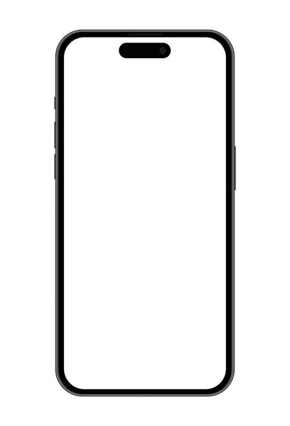 Smart phones Apple iPhone 14 Pro Max on white background. Realistic vector illustration. iPhone 14 Pro Max is smartphone designed, developed and marketed by Apple Inc. This is the sixteenth-generation flagship iPhone