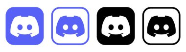 Beyaz arkaplanda izole edilmiş Discord mobil uygulama simgeleri seti, vektör illüstrasyonu. Discord bir anlık mesajlaşma ve VoIP sosyal platformudur