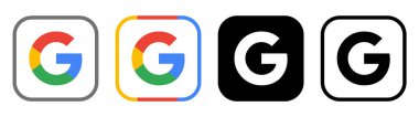 Beyaz arkaplanda izole edilmiş Google mobil uygulama simgeleri seti, vektör illüstrasyonu. Google, yapay zeka, çevrimiçi reklam ve arama motoru teknolojisine odaklanan bir teknoloji şirketidir.