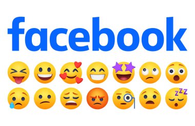 Facebook Gülümsemeleri ve Empatik Emoji Tepkileri, Sosyal medya tepkileri konsepti, vektör illüstrasyonu, şeffaf arkaplan