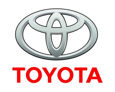 Şeffaf bir arka planda Toyota logosu, vektör çizimi. Toyota Motor Corporation, çok uluslu bir Japon otomotiv üreticisi.