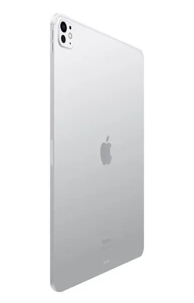 Stock vector Apple iPad Pro in silver color, isolated on a transparent background, vector illustration. The 7-th iPad Pro, colloquially known as the M4 iPad Pro, is a line of OLED iPad tablet computers