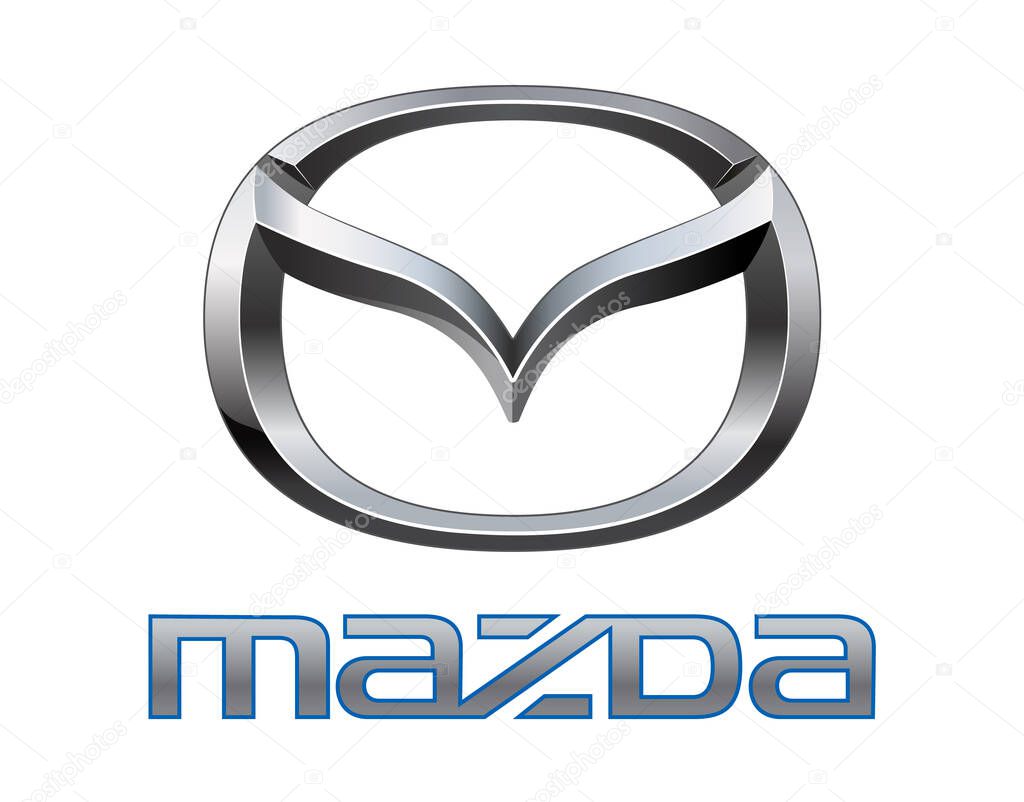 Mazda logo on a transparent background, vector illustration. Mazda is a Japanese multinational automotive manufacturer