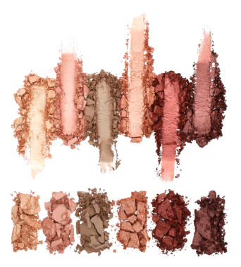 Kırık ve Ezilmiş Makyaj Paletleri, şeffaf arkaplan, üst görünüm izole