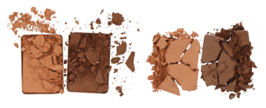 Kırık ve Ezilmiş Makyaj Paletleri, şeffaf arkaplan, üst görünüm izole