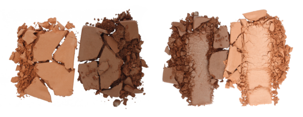 Kırık ve Ezilmiş Makyaj Paletleri, şeffaf arkaplan, üst görünüm izole