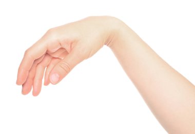 Kadın eli hareketi, saydam bir arkaplanda izole edilmiş.