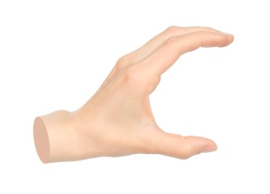 Eller, şeffaf bir arkaplanda sanal bir şey tuttuğunu gösteriyor. Çağdaş sanat