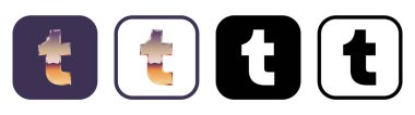 Kyiv, Ukraine - February 05, 2024: Set of mobile Tumblr app icons, printed on paper. Tumblr is a microblogging and social networking websit