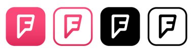 Kyiv, Ukraine - February 05, 2024: Set of Foursquare mobile app icons, printed on paper. Foursquare is a geolocation technology company and data cloud platfor