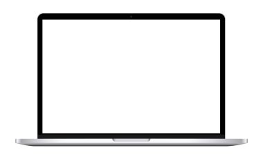 Şeffaf bir arkaplanda boş ekranlı dizüstü bilgisayar. Grafik ve web tasarımı için gerçekçi vektör illüstrasyonu