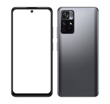 Şeffaf bir arkaplanda boş ekranı olan akıllı telefon. Grafik ve web tasarımı için gerçekçi vektör illüstrasyonu