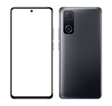 Şeffaf bir arkaplanda boş ekranı olan akıllı telefon. Grafik ve web tasarımı için gerçekçi vektör illüstrasyonu