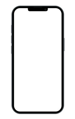 Şeffaf bir arkaplanda boş ekranı olan akıllı telefon. Grafik ve web tasarımı için gerçekçi vektör illüstrasyonu