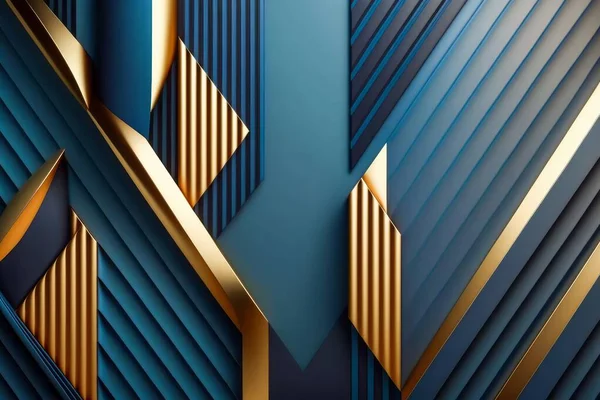 Abstract blue and gold geometric background.