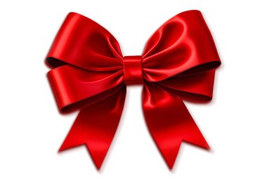 Kırmızı saten hediye yayı beyaz arkaplanda izole edildi. 