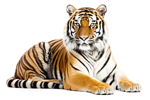 Sibirya kaplanı beyaz arka planda izole edilmiş..