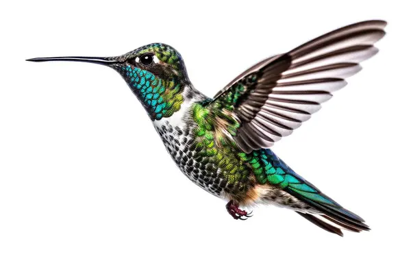 Sinek kuşu beyaz arkaplanda tek başına uçuyor