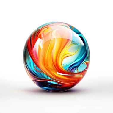 Beyaz arka planda soyut renkli cam top. kırpma yolu ile