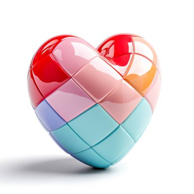 Kalp şekli kırmızı, mavi ve pembe