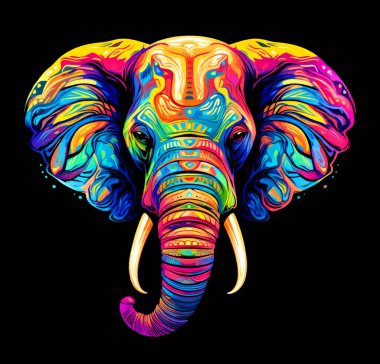 Renkli soyut arkaplana sahip vektör fil