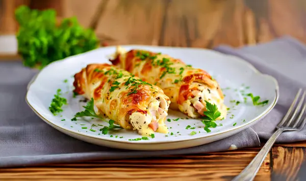Chicken Breast Roll Stuffed Chicken Vegetables — Stock Photo, Image