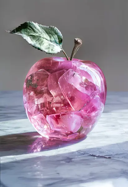 Glaskristall Mit Einer Rosa Rose — Stockfoto