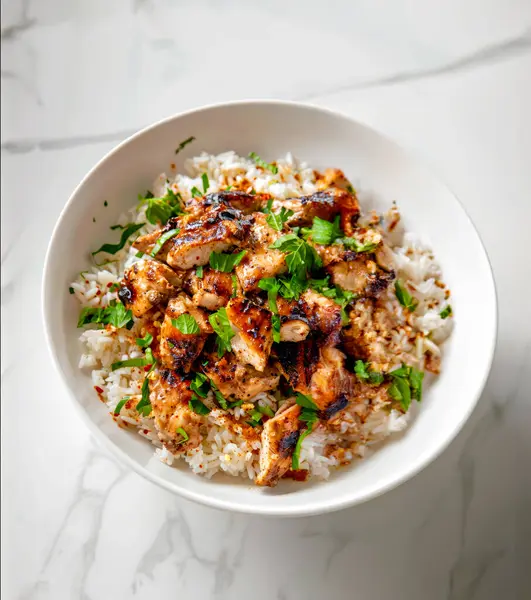 Gebratenes Huhn Mit Reis — Stockfoto