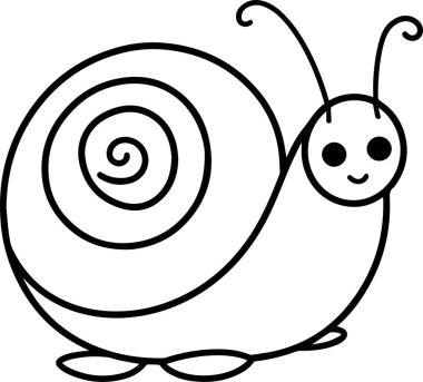 Beyaz arka planda sevimli bir salyangoz. vektör illüstrasyonu.