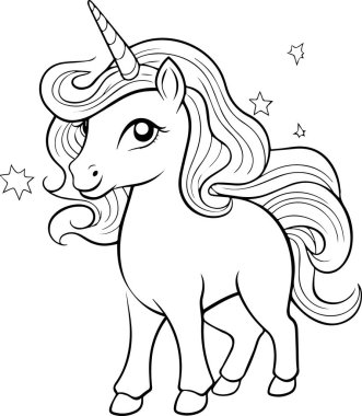 Tatlı tek boynuzlu atın vektör çizimi