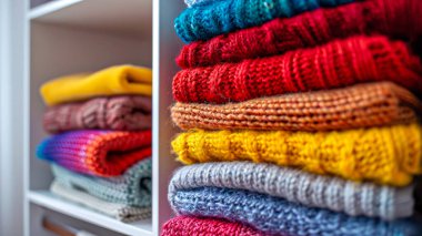 Raf üzerinde renkli elbise