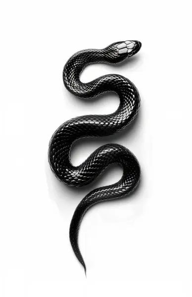 Beyaz arka planda siyah yılan.