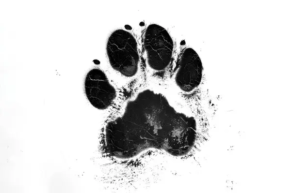 Beyaz arkaplanda tek bir siyah pençe izi.