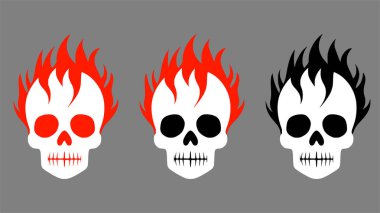 Üç alevli kafatası simgesi, kırmızı, siyah