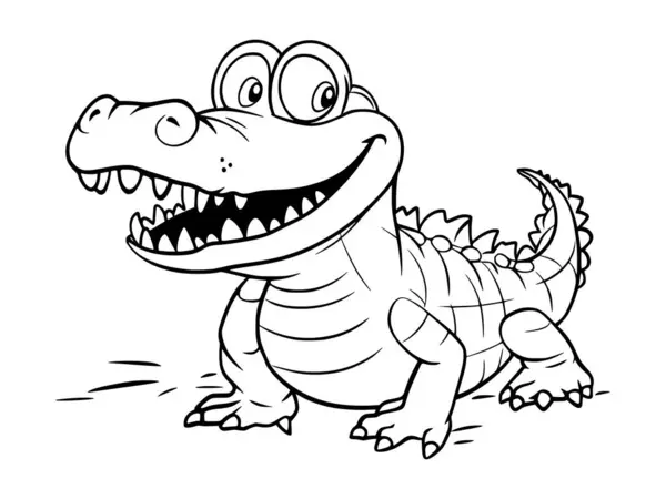 Dost canlısı çizgi film timsahı, çizgi sanatı.