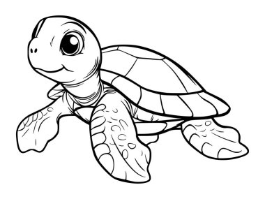 Tatlı çizgi film deniz kaplumbağası yüzücüsü..