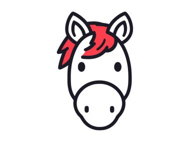 Kırmızı yeleli şirin bir at kafası.