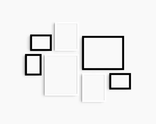Galerij Muur Mockup Set Zwart Wit Frames Schoon Modern Minimalistisch — Stockfoto