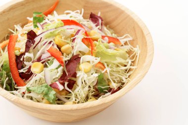 Parçalanmış lahana ve renkli sebze salatası.