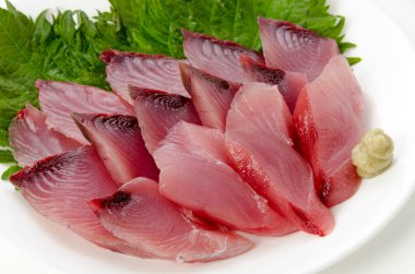 Ton balığı sashimi, sarı yüzgeçli ton balığı, Japon yemeği.