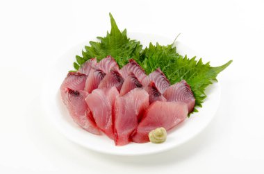 Ton balığı sashimi, sarı yüzgeçli ton balığı, Japon yemeği.