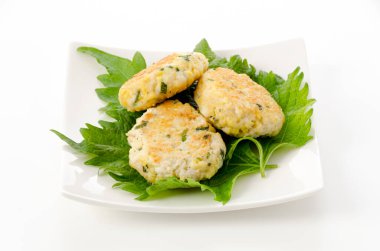 Minced Chicken with green perilla hamburger steak