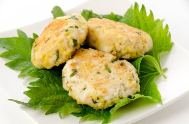 Minced Chicken with green perilla hamburger steak