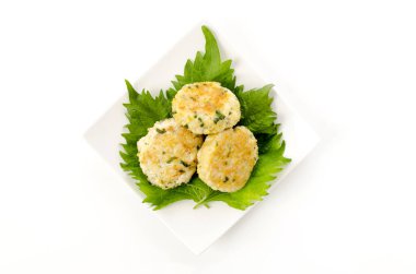 Minced Chicken with green perilla hamburger steak