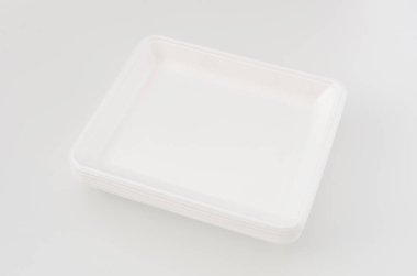 White foam food packing tray on white background