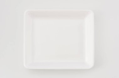 White foam food packing tray on white background