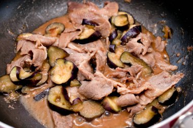 Stir-fried eggplant and pork with miso