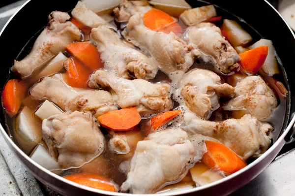 Nimono Japanese Cuisine Simmered Root Vegetables Chicken — 图库照片