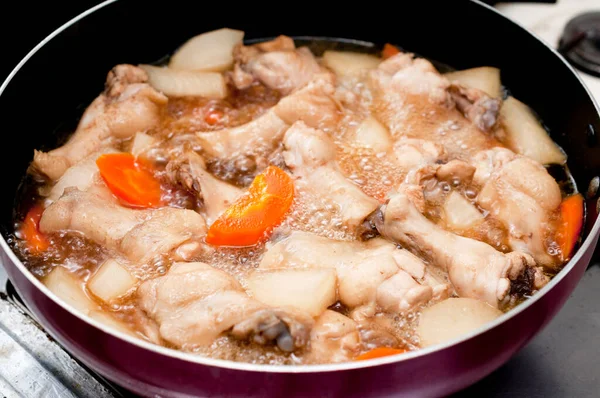 日本料理ニモノ鶏と根菜の煮込み — ストック写真