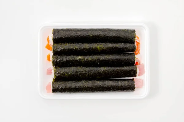 Makizushi Makanan Jepang Salmon Roll Dan Tuna Roll Atas Baki — Stok Foto